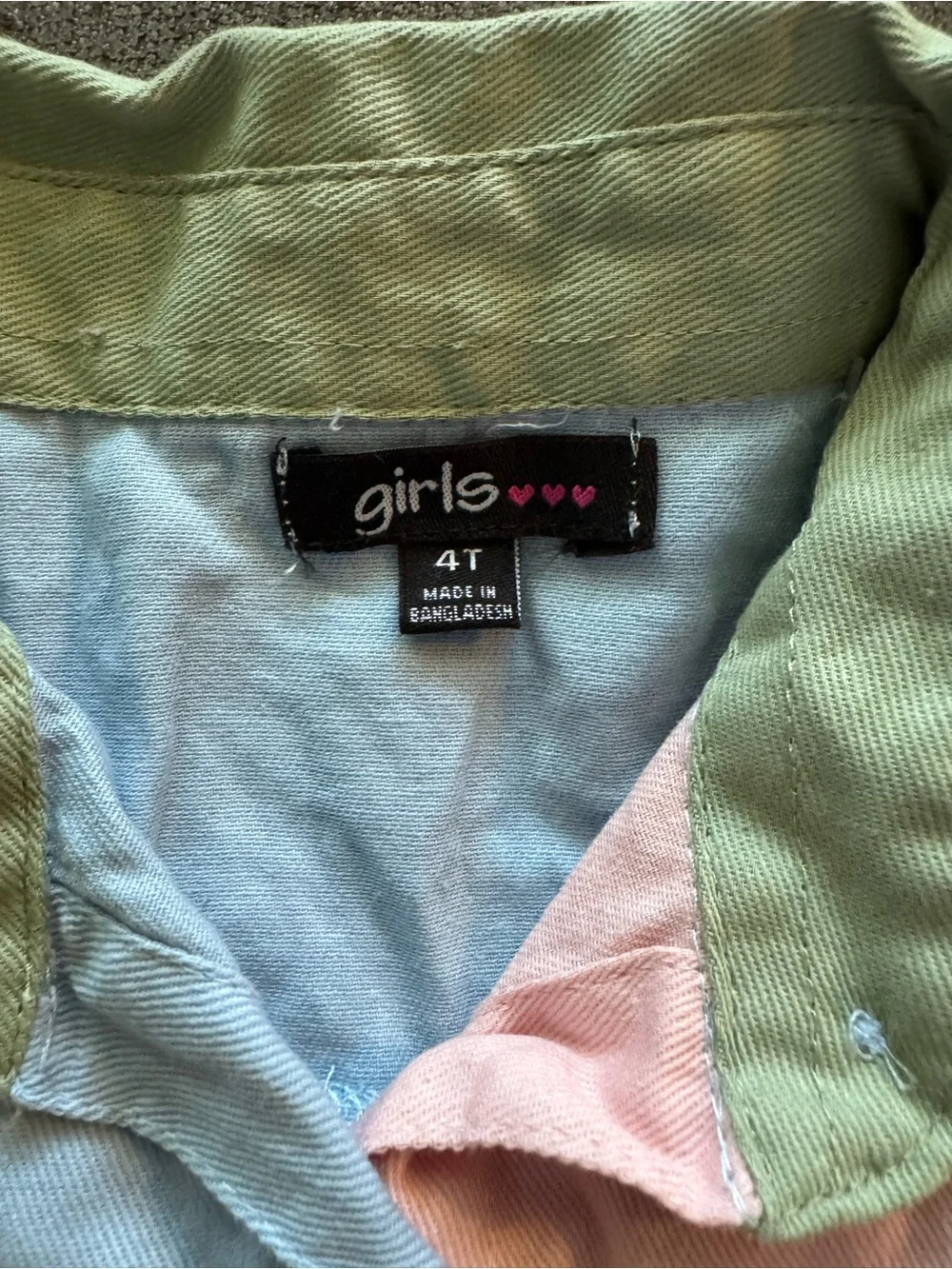 Kids' Two-Tone Pastel Shirt Dress - Blue & Pink